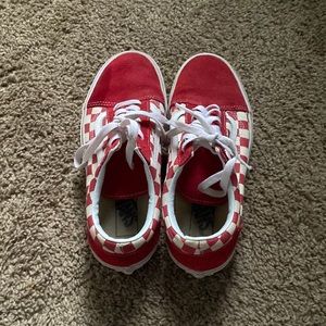 Red and white checkered vans